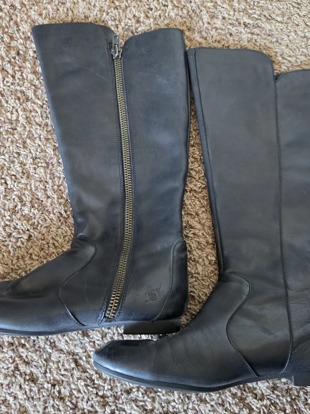 Born Black Leather Knee-High Zip Riding Boots
